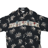 PIERRE CARDIN Mens Black & Beige Hawaiian Shirt L Cotton Blend Short Sleeve