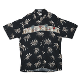 PIERRE CARDIN Mens Black & Beige Hawaiian Shirt L Cotton Blend Short Sleeve