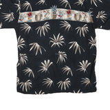PIERRE CARDIN Mens Black & Beige Hawaiian Shirt L Cotton Blend Short Sleeve