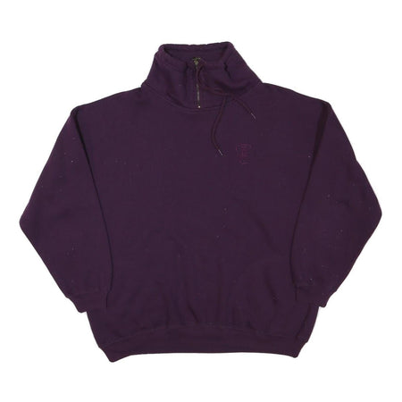 PRO SPIRIT Mens Purple Quarter Zip Sweatshirt M Cotton Blend Casual Pullover