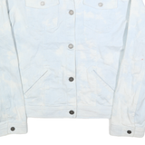 CHAPS Womens Blue White Tie Dye Cotton Denim Jacket L Button Closure