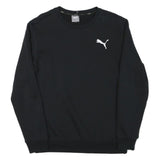 PUMA Mens Black Crew Neck Sweatshirt S Cotton Blend Pullover Logo Casual