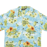 THUMS UP Mens Blue Hawaiian Rayon Shirt M Floral Beach Print Relaxed Fit