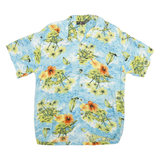 THUMS UP Mens Blue Hawaiian Rayon Shirt M Floral Beach Print Relaxed Fit