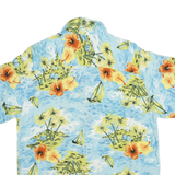 THUMS UP Mens Blue Hawaiian Rayon Shirt M Floral Beach Print Relaxed Fit
