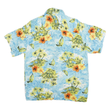 THUMS UP Mens Blue Hawaiian Rayon Shirt M Floral Beach Print Relaxed Fit