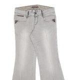 MOSSIMO Womens Cotton Blend White & Brown Pinstripe Regular Flared Trousers W28