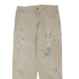 CARHARTT Mens Cotton Blend Beige Regular Fit Straight Leg Trousers W34 L30
