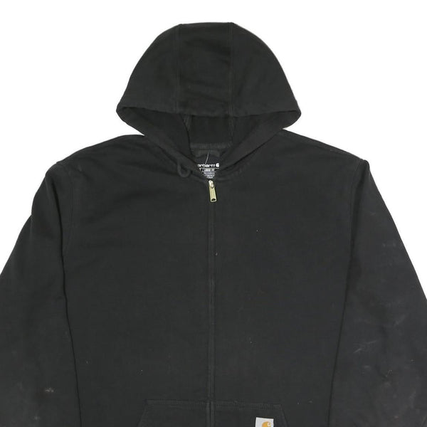 CARHARTT Mens Black Full Zip Hoodie XL Workwear Cotton Blend Casual