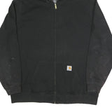 CARHARTT Mens Black Full Zip Hoodie XL Workwear Cotton Blend Casual