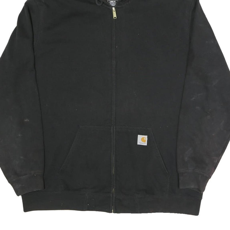 CARHARTT Mens Black Full Zip Hoodie XL Workwear Cotton Blend Casual