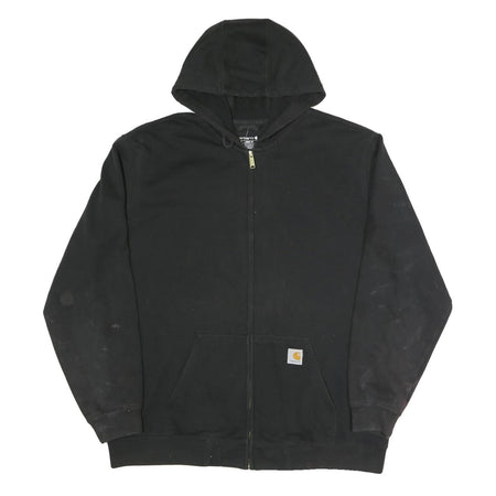 CARHARTT Mens Black Full Zip Hoodie XL Workwear Cotton Blend Casual