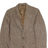 Mens Brown Cotton Herringbone Classic Jacket L Button Closure Tailored