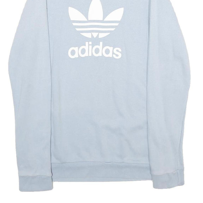 ADIDAS Womens Blue Crew Neck S Cotton Logo Print Sweatshirt Pullover