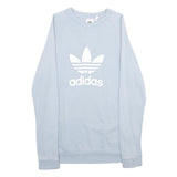 ADIDAS Womens Blue Crew Neck S Cotton Logo Print Sweatshirt Pullover