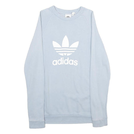 ADIDAS Womens Blue Crew Neck S Cotton Logo Print Sweatshirt Pullover