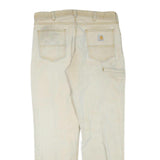 CARHARTT Mens Regular Fit Beige Cotton Blend Trousers W36 L32 Workwear Zip