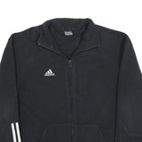 ADIDAS Mens Black Track Jacket M Polyester Zip Three Stripe Sportswear