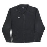 ADIDAS Mens Black Track Jacket M Polyester Zip Three Stripe Sportswear
