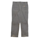 CARHARTT Mens Relaxed Fit Grey Cotton Blend Trousers W38 L32 Workwear Casual