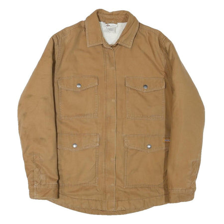 DICKIES Womens Beige Cotton Blend Zip Jacket S Plain Workwear Utility