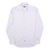 TOMMY HILFIGER Mens Blue & White Patterned Shirt M Cotton Blend Classic Fit