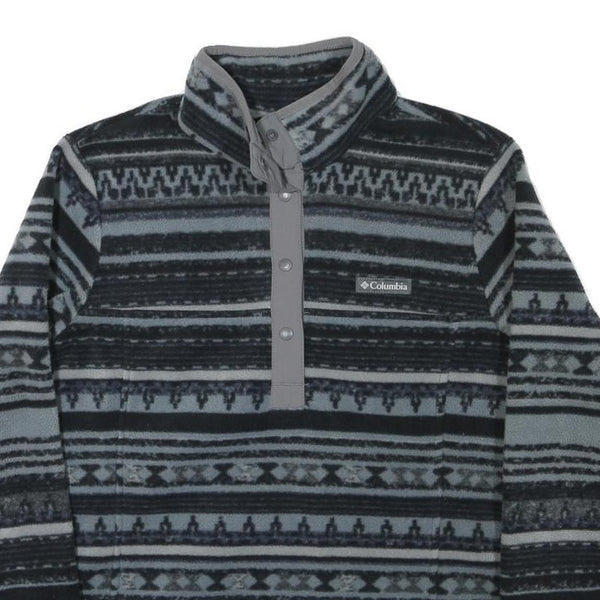 PATAGONIA Womens Grey & Black Patterned Jumper 1/4 Zip Polyester Blend M Outdoor