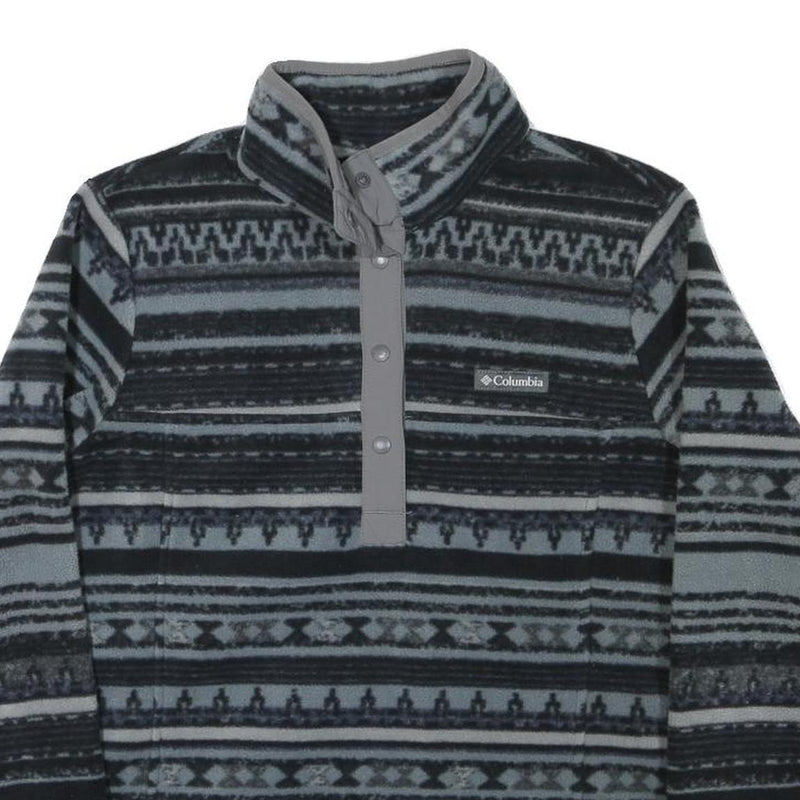 PATAGONIA Womens Grey & Black Patterned Jumper 1/4 Zip Polyester Blend M Outdoor