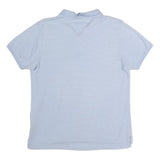 TOMMY HILFIGER Mens Blue Slim Fit Short Sleeve Plain Polo Shirt L