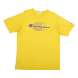 CHAMPION Mens Yellow Graphic T-Shirt L Short Sleeve Crew Neck Cotton Casual