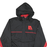 REEBOK Mens Black & Red Lightweight Zip Hooded Jacket L Polyester Blend Sports