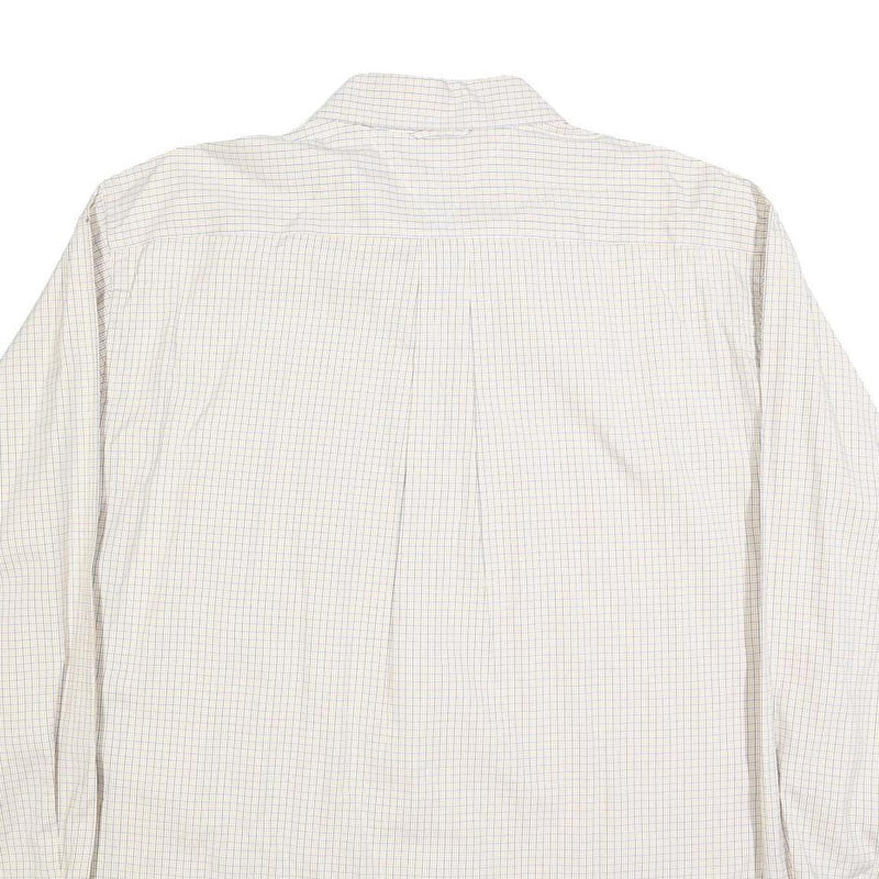 TOMMY HILFIGER Mens Beige Checked Shirt L Cotton Blend Formal Smart Casual