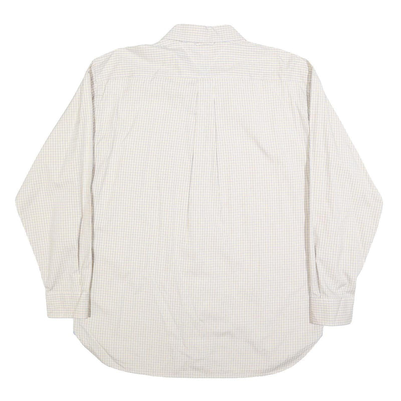 TOMMY HILFIGER Mens Beige Checked Shirt L Cotton Blend Formal Smart Casual