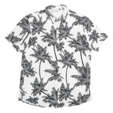 Mens White & Black Palm Tree Short Sleeve Shirt XL Lightweight Summer Casual