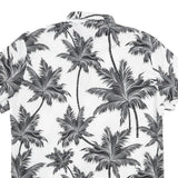Mens White & Black Palm Tree Short Sleeve Shirt XL Lightweight Summer Casual