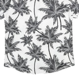 Mens White & Black Palm Tree Short Sleeve Shirt XL Lightweight Summer Casual