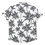 Mens White & Black Palm Tree Short Sleeve Shirt XL Lightweight Summer Casual
