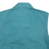 Womens Blue Cotton Button Sleeveless Jacket M Plain Classic Casual Vest
