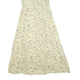 LUNA Womens Cream Floral Cotton Blend Sleeveless Midi Dress M Button Closure