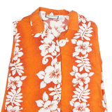 CARRIBEAN Womens Orange & White Floral Sleeveless Shirt L Summer Holiday