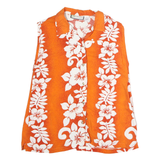 CARRIBEAN Womens Orange & White Floral Sleeveless Shirt L Summer Holiday
