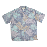 COOKE STREET Mens Blue & Brown Leaf Print Shirt XL Casual Cotton Blend Short