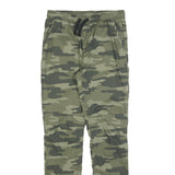 C&A Boys Slim Fit Cotton Blend Green Camouflage Drawstring Trousers W28 L30