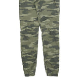 C&A Boys Slim Fit Cotton Blend Green Camouflage Drawstring Trousers W28 L30
