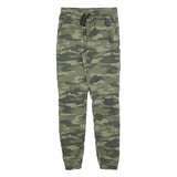 C&A Boys Slim Fit Cotton Blend Green Camouflage Drawstring Trousers W28 L30