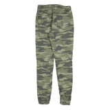 C&A Boys Slim Fit Cotton Blend Green Camouflage Drawstring Trousers W28 L30