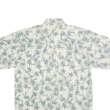 BUGLE BOY Mens Cream & Green Palm Tree Cotton Shirt M Short Sleeve Casual