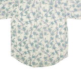 BUGLE BOY Mens Cream & Green Palm Tree Cotton Shirt M Short Sleeve Casual