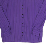 LIVE BY PAGE Womens Purple Stripe Shirt Long Sleeve Button Neck M Stylish Cotton