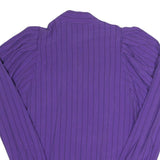LIVE BY PAGE Womens Purple Stripe Shirt Long Sleeve Button Neck M Stylish Cotton